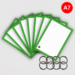 500 Flashcards A7 Groen met gaatjes en 8 klikringen