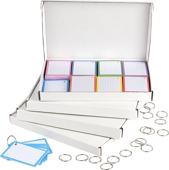 Megapakket 2500 stuks A7 flashcards in 8 kleuren met 50 klikringen