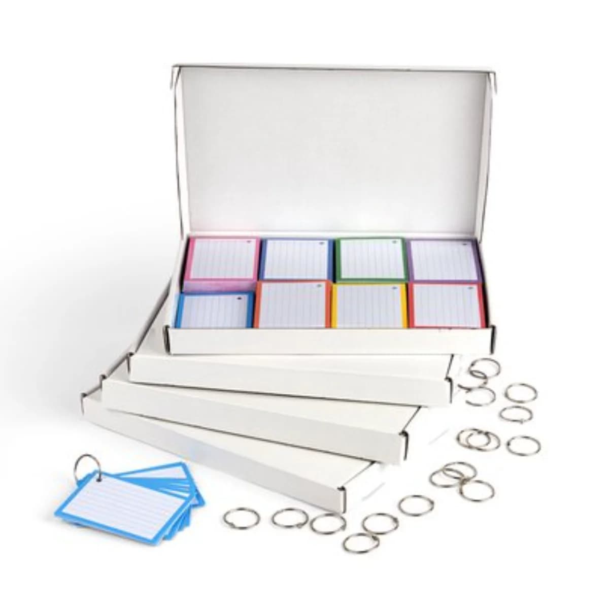 Flashcards 5000 stuks A7 - 7.5x10.5cm met perforatie en 100 XL klikringen - flitskaarten - Duurzaam FSC-gecertificeerd 300 grams karton - afbeelding 1