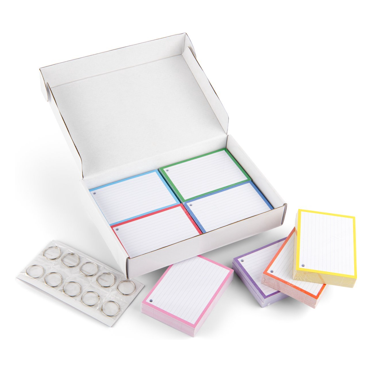 500 flashcards A6 XL 300 grams karton met klikringen